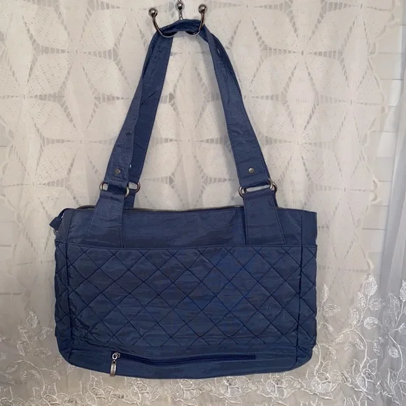 Baggallini blue quilted shoulder bag purse - Picture 2 of 8